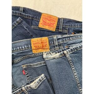 Levi's 505 34x32 Two Pairs Straight Leg Med/Dk Wash Denim Jeans Bundle Rugged